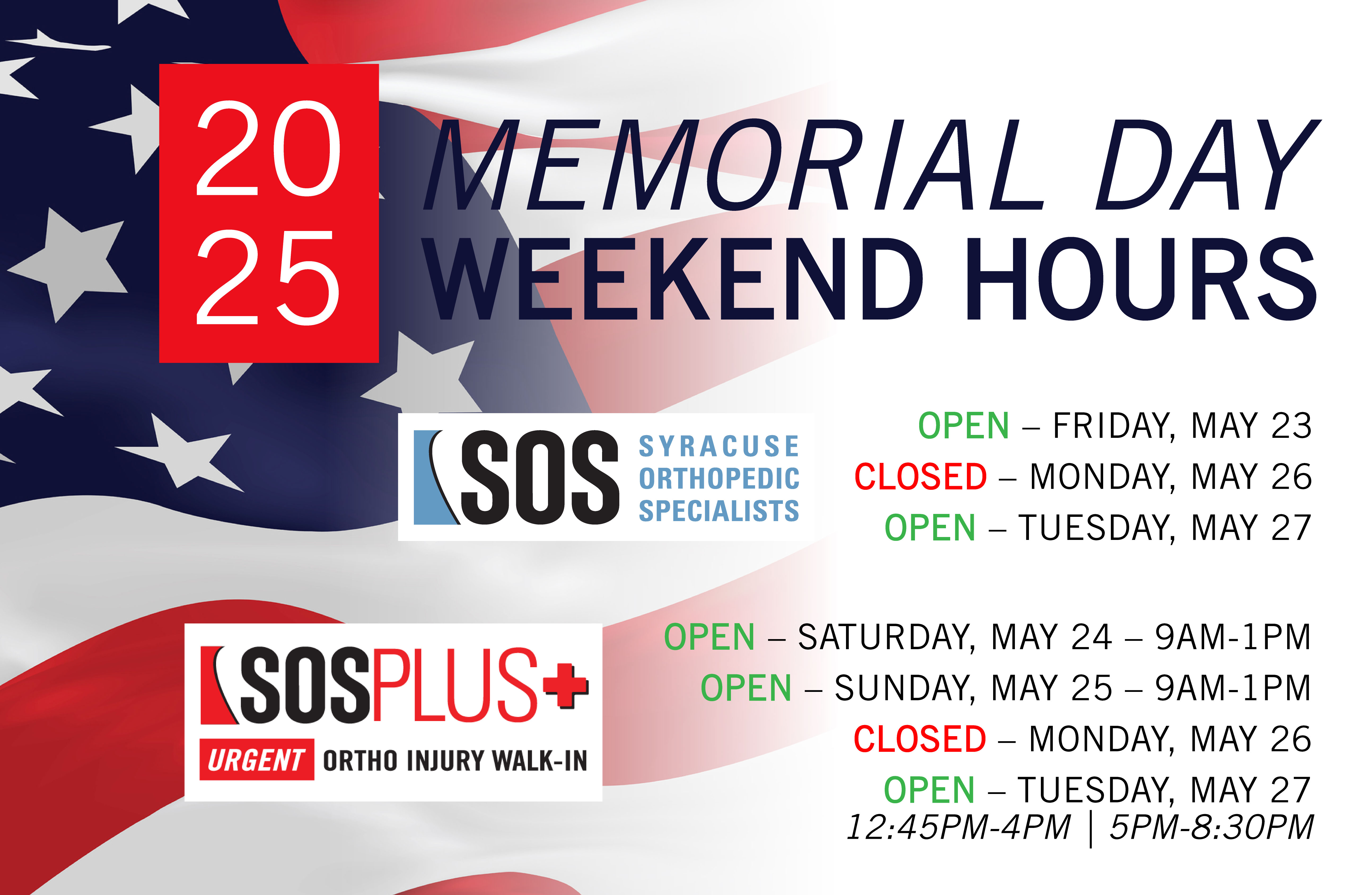 2025 SOS & SOS PLUS MDW Hours