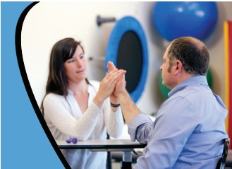 dupuytrens contracture near utica ny image of hand therapist and patient at sos