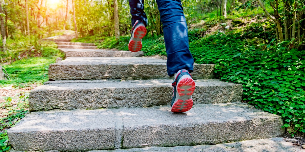 Running Up Stairs Outside