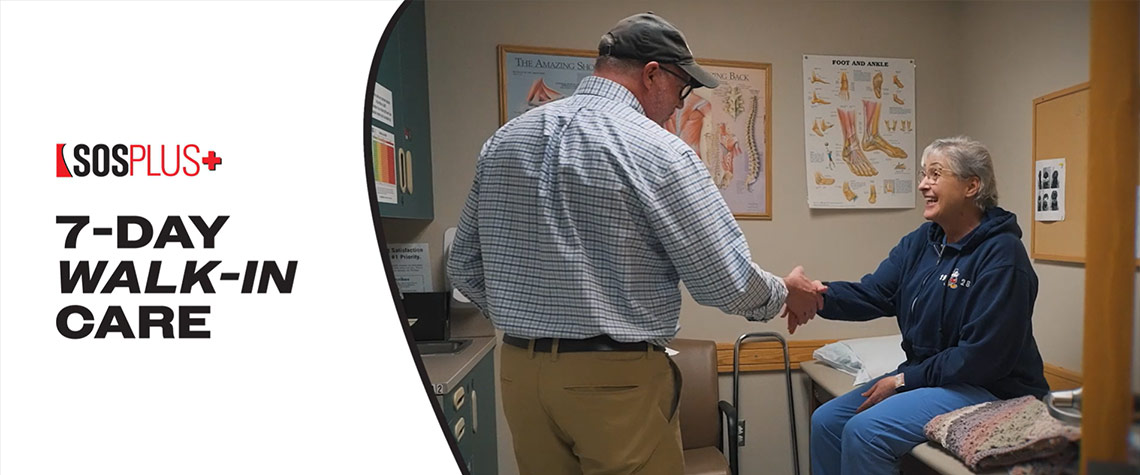 orthopedic doctors from sos syracuse orthopedic specialists sos plus 7 day walk in care doctor meeting with patient