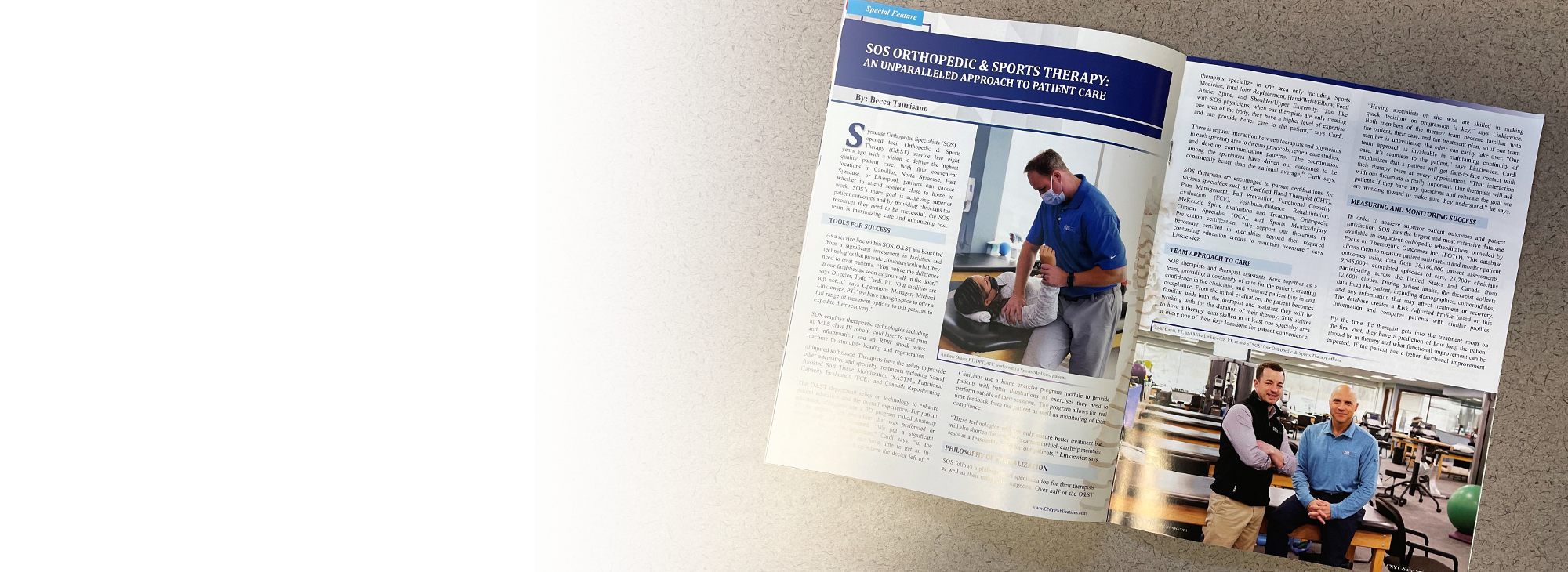 SOS Orthopedic & Sports Therapy  Featured in CNY C-Suite Spring 2022 Magazine