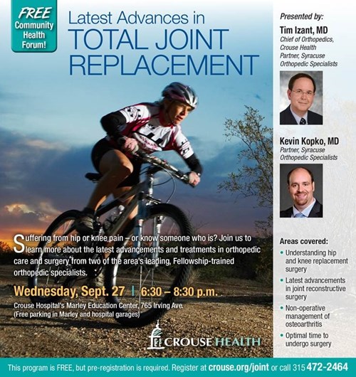 FREE Community Health Forum- Latest Advances in Total Joint Replacement